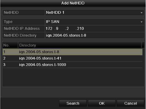 4) Click the OK button to add the selected IP SAN disk. Up to 1 IP SAN disk can be added. Figure 12. 9 Add IP SAN Disk 6.
