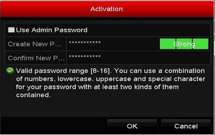 password of the operating NVR. Figure 2. 26 Set New Password Create New Password: If the admin password is not used, you must create the new password for the camera and confirm it.