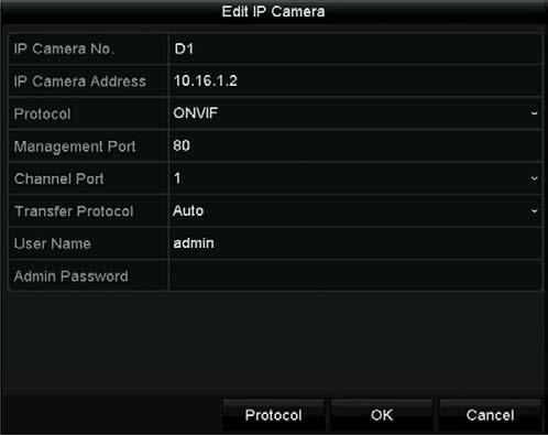 2.3.3 Editing the Connected IP Cameras and Configuring Customized Protocols After the adding of the IP cameras, the basic information of the camera lists in the page, you can configure the basic