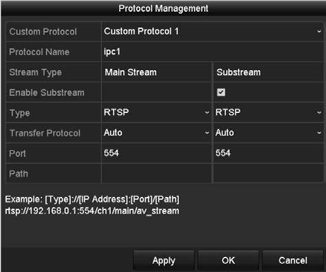 Click the Protocol button in the custom adding IP camera interface to enter the protocol management interface. Figure 2.
