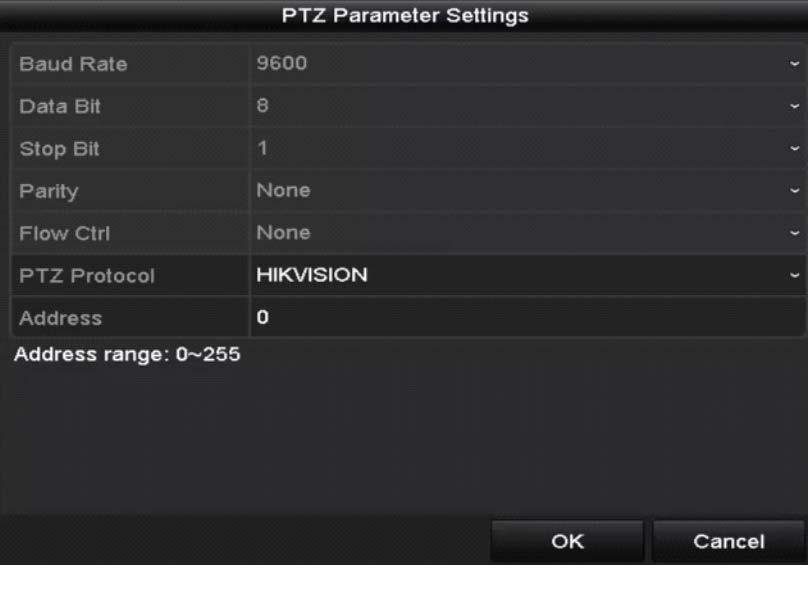 Enter the PTZ Settings interface. Menu > Camera > PTZ Figure 4. 1 PTZ Settings 2.