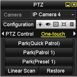 enter the PTZ setting menu in live view mode. 2. Click the button to show the one-touch function of the PTZ control. Figure 4. 12 PTZ Panel - One-touch 3.