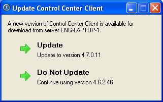 Avigiln Cntrl Center Enterprise Client User Guide Figure A. Update Cntrl Center Client Click the Update buttn t allw the Client sftware t update. The sftware update is autmatically dwnladed.