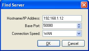 Setup Figure A. Manage Server Cnnectins dialg bx 2. In the Find Server dialg bx, enter the Hstname/IP Address, the Base Prt, and the Cnnectin Speed f the server yu want t discver. Figure B.