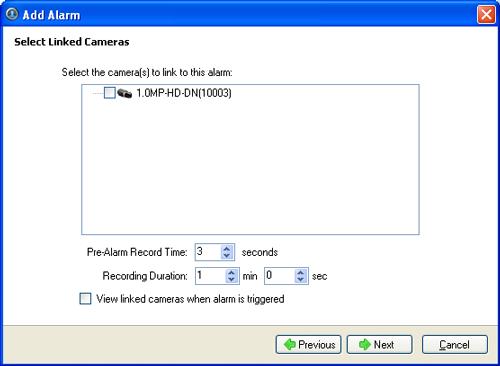 Setup Figure B. Select Linked Cameras page a. Set the Pre-Alarm Recrd Time and the Recrding Duratin. b.