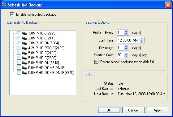 Setup Scheduled Backup Data backup must be enabled n the server befre Scheduled Backup settings can be made in the applicatin.