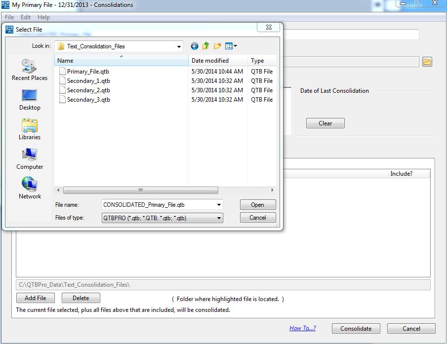 Select Secondary Files When you click the Add File button, a navigation dialog will be displayed that
