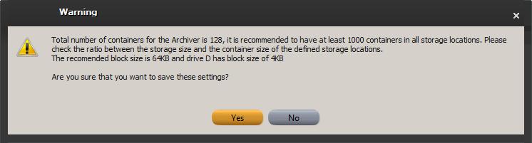 Using the Quick Configuration Wizard (QCW) 2. Use the Storage drop-down to allocate storage space on the drive (typically 1000 GB). 3. Recommended Container Size is 80MB.