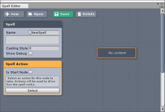 Adding nodes With the spell editor open, just right-click in the editor to add a