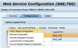 5. On the Configurations tab, choose Create and then WSDL Based Configuration. 6.