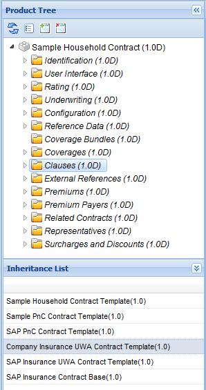 The following example shows the inherited templates in the Sample Household Contract object: This main axis object has several template layers.