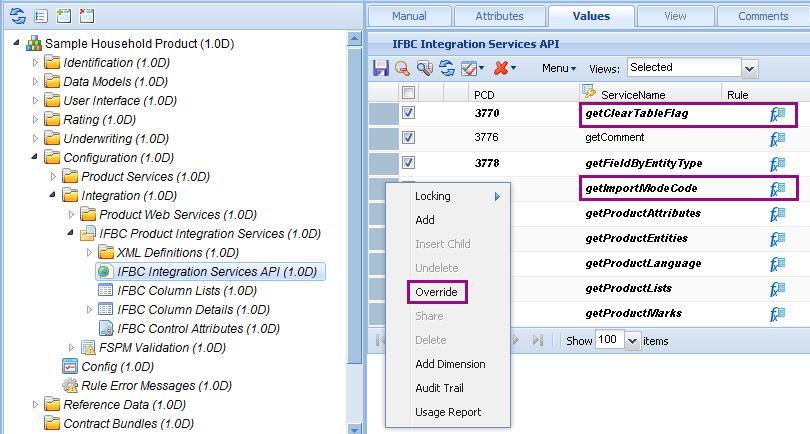 8.4.8 Configuring IFBC Integration Services Optionally, you can modify the rules that define the values for the IFBC Import Mode Code and Clear Table Flag.