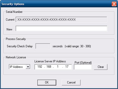 Enter an IP address for the server that is running OLI Network License Server.