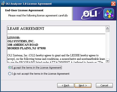 the license agreement: OLI Systems,