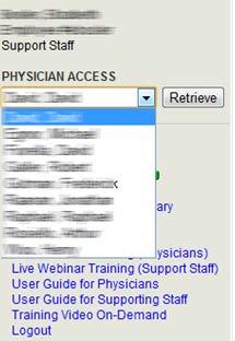 5. Physician Access: Accessing a Physician s Time Record Account The Physician Access area will list each physician in your assigned department or group.
