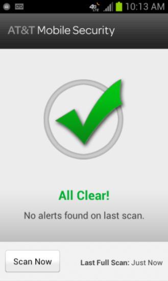 The Scan Now screen displays the total number of threats detected (viruses, malware, or suspicious applications).