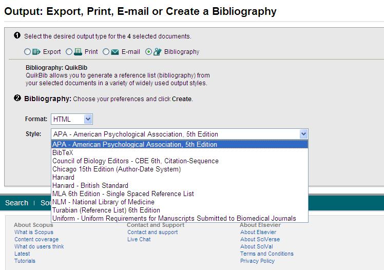 Output options: Bibliography Choose