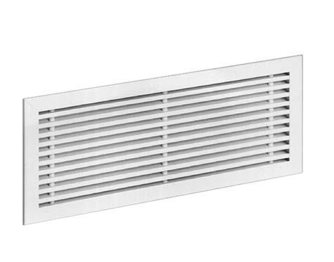 Ventilation grille B0 Dimensions B+/A+ B-/A- Description B0 is a rectangular aluminium grille with fixed horizontal bars.