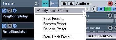 Load a combination of insert effects and adjust the parameters (or select effect presets) for each effect. 3.