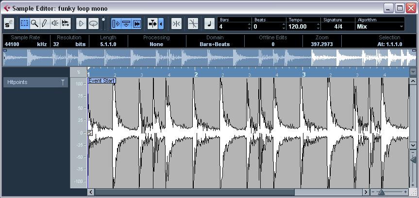 AudioWarp: Tempo matching audio In Cubase Essential you can use the Musical mode to tempo-match audio loops to the project tempo.