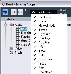 Customizing the view You can specify which of the columns are shown or hidden by opening the View/Attributes pop-up menu on the toolbar and selecting/deselecting items.