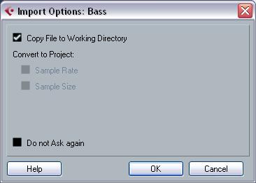 It is also possible to use the commands on the Import submenu on the File menu to import audio or video files into the Pool.