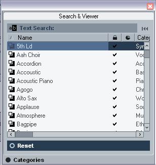 3. Select a track or VST preset from the list.