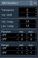 Parameter Volume Pan Delay In/Out/Chn pop-ups Edit Instrument button Bank and Patch Selector pop-up Map pop-up Apply Track Preset button Description Use this to adjust the level for the track.