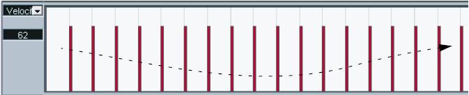 You can use the Pencil tool to change the velocity of a single note: click on its velocity bar and drag the bar up or down.