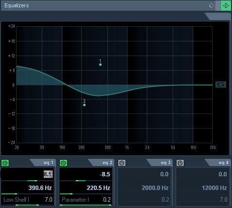 Below we describe how to set up EQ in the Channel Settings window, but the parameters are the same in the Mixer.