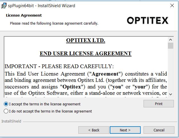 3. Select the I accept the terms in the license agreement radio