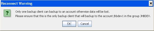 The warning below is to prevent you from inadvertently connecting to your backup account from a machine other than the Installation machine.