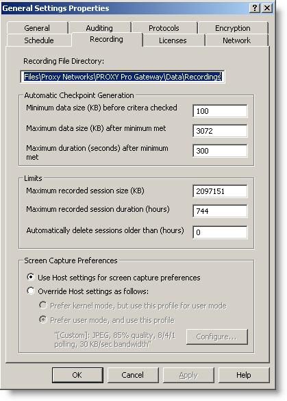 Configuring the Screen Recording Gateway Configuring the Screen Recording Gateway Permissions for Administrators STEP RESULT: The Recording tab appears (Figure 2). Figure 2.