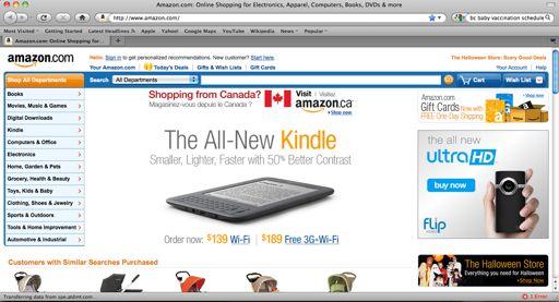 Web 2.0 Application: Amazon.com Third Menu Amazon s party Shopping bar Web 2.