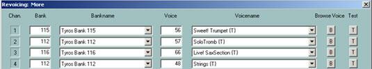 Selecting a voice by bank- and voicenames Only possible with a suitable instrument definition.