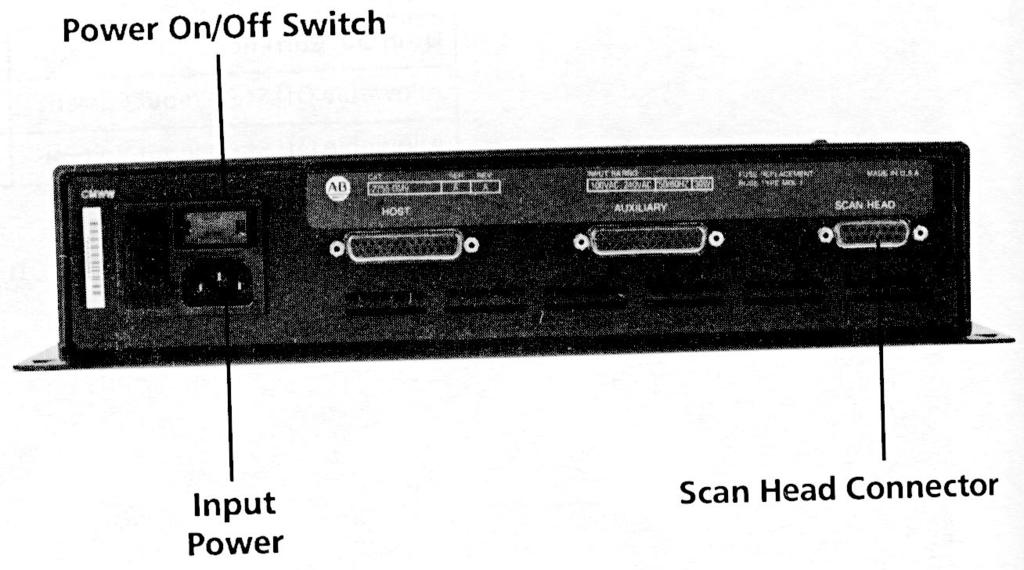 Chapter 2 Description of Hardware Power and Scan Head Connectors The decoder will accept line voltages from 85 to 264 volts AC at a frequency of 47 to 63 Hz without any adjustments. The Catalog No.