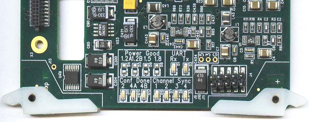 Chapter 7 Troubleshooting Card Edge Features VID4 Four Video Input Card LEDs are fitted at the front card edge to provide status information and switches (if fitted) may help with troubleshooting.