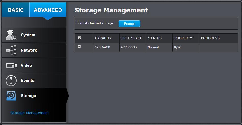 Storage Storage Management To setup and initiate the hard drive remotely, check the hard disk drive and then click on Format.