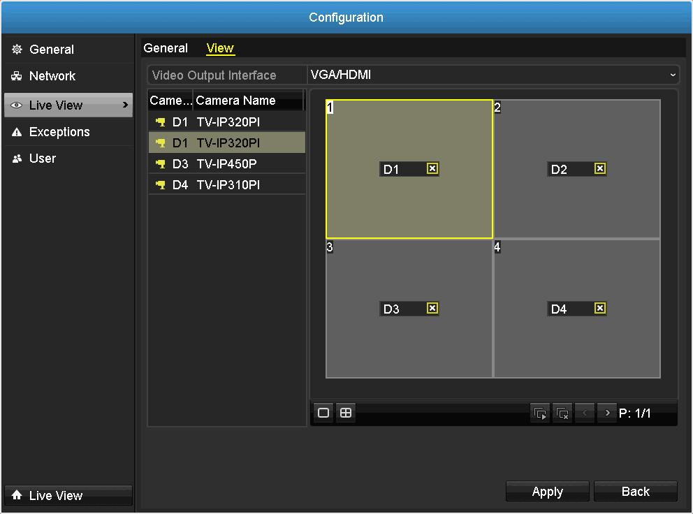 View Setting live view display arrangement and sequence. Camera List Layout Panel Control Panel: NO LINK. To remove the NO LINK message, just remove the channel assignment on the display cell.
