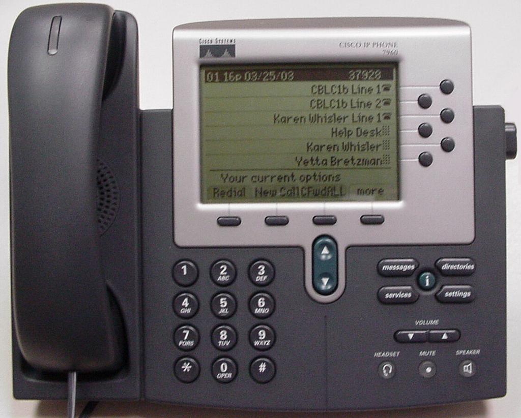 Cisco IP Phones The Cisco IP Phone 7960 LCD Screen Line or Speed Dial Buttons Footstand Adjustment Soft Keys Feature Buttons Information Button Volume Buttons Handset Number Pad Receiver Options