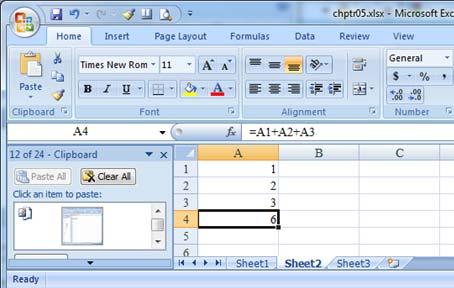 Chapter 5, Page 37 inserting the data inserts a new row or column at that position and pushed the other data at and below it down for a new row and right for a new column.