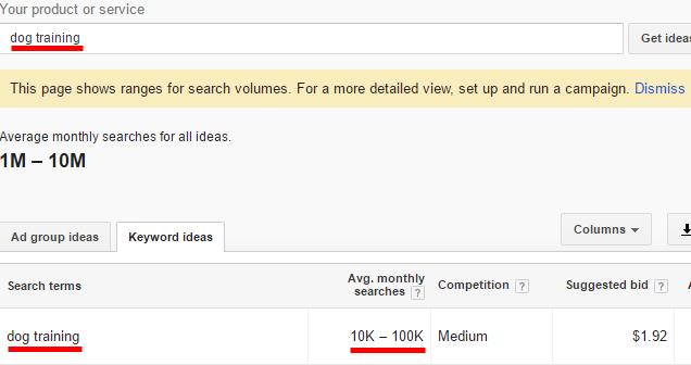 On the next page click the on the tab that says keyword ideas. You ll see stats for your main keyword and a long list of additional keywords below it.