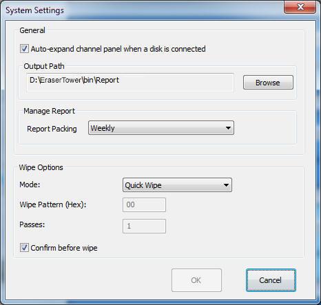 3 In the System Settings dialog box, set the parameters.