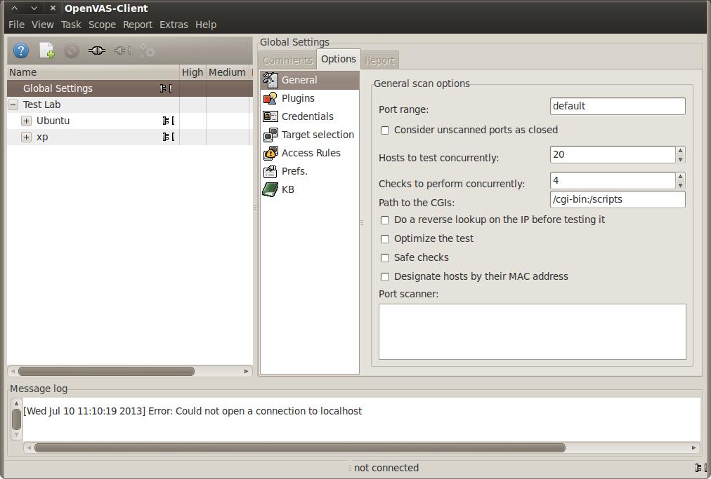 Chapter 3 o # openvasclient From here the scan process is performed through the GUI client.
