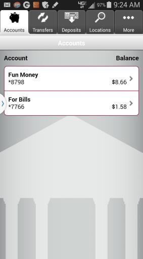 View All Account Balances 1) Tap the Mobile Banking application