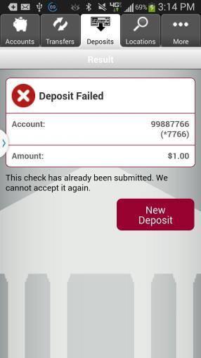 Tap New Deposit to make