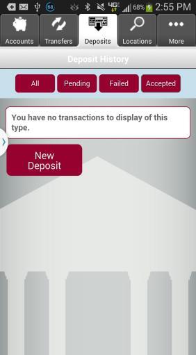 details 6) From the Deposits page, tap View Check to view a Front and Back image Tap View Deposit History Tap any Deposit for