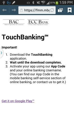 Search for TouchBanking in the appropriate app