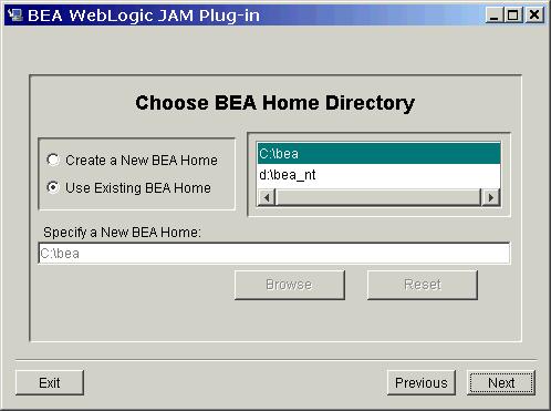 Select a BEA Home optio, the click Next.