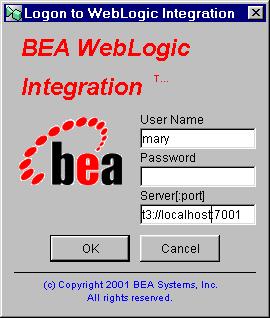 Usig WebLogic JAM with Workflow Processig Figure 3-1 WebLogic Itegratio Repository Logi c. Eter your user ame ad password.